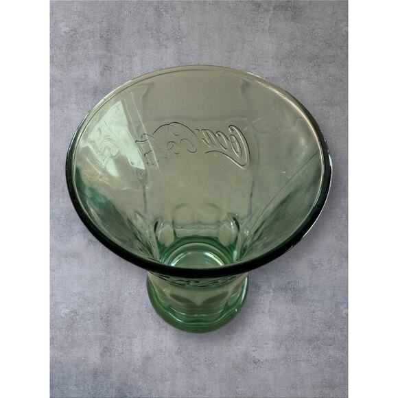Vtg Coca Cola Glasses Libbey Green Flared 16 Oz Tumblers Heavy 1980s Set of 6 - Picture 3 of 7
